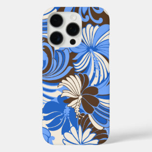 Hibiscus Jungle Hawaiian Blue and Brown iPhone 16 Pro Case