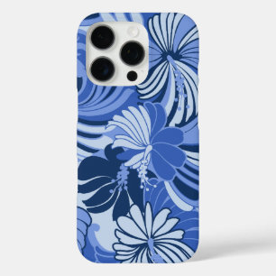 Hibiscus Jungle Hawaiian Tropical Floral Blue iPhone 16 Pro Case