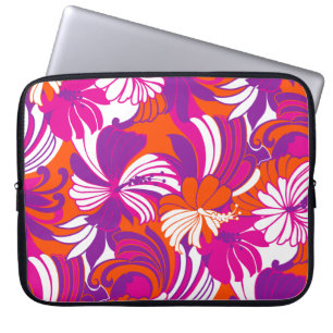 Hibiscus Jungle Hawaiian Tropical Pink Wetsuit Laptop Sleeve