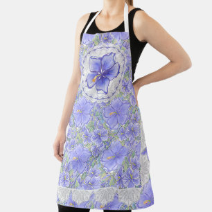 Hibiscus & lace BLUE Apron