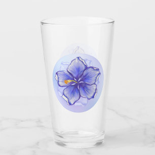 Hibiscus & lace BLUE Glass