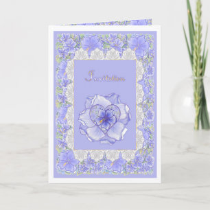 Hibiscus & lace BLUE Invitation