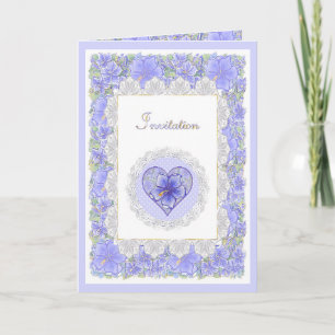 Hibiscus & lace BLUE Invitation