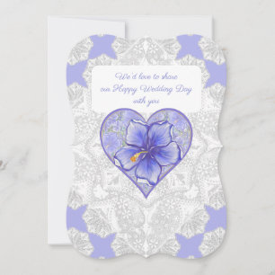 Hibiscus & lace BLUE Invitation