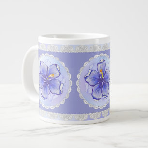Hibiscus & lace BLUE Large Coffee Mug