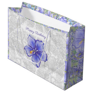 Hibiscus & lace BLUE Large Gift Bag