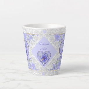 Hibiscus & lace BLUE Latte Mug