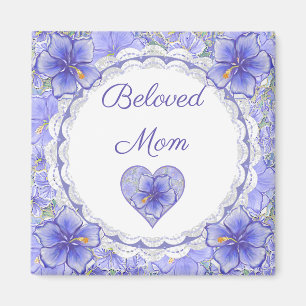 Hibiscus & lace BLUE Magnet