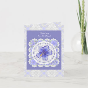 Hibiscus & lace BLUE Note Card