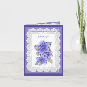 Hibiscus & lace BLUE Note Card