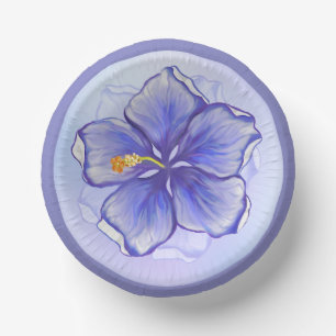 Hibiscus & lace BLUE Paper Plate