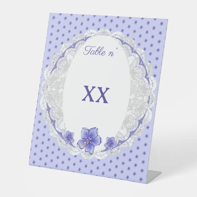 Hibiscus & lace BLUE Pedestal Sign (Front)