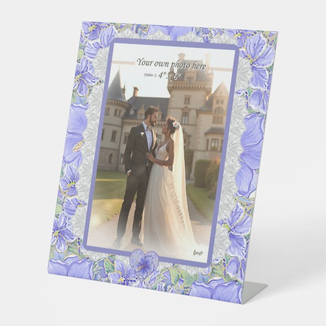 Hibiscus & lace BLUE Pedestal Sign (Front)