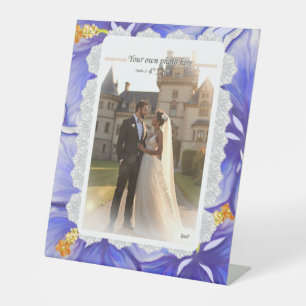 Hibiscus & lace BLUE Pedestal Sign