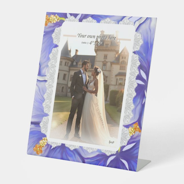 Hibiscus & lace BLUE Pedestal Sign (Front)