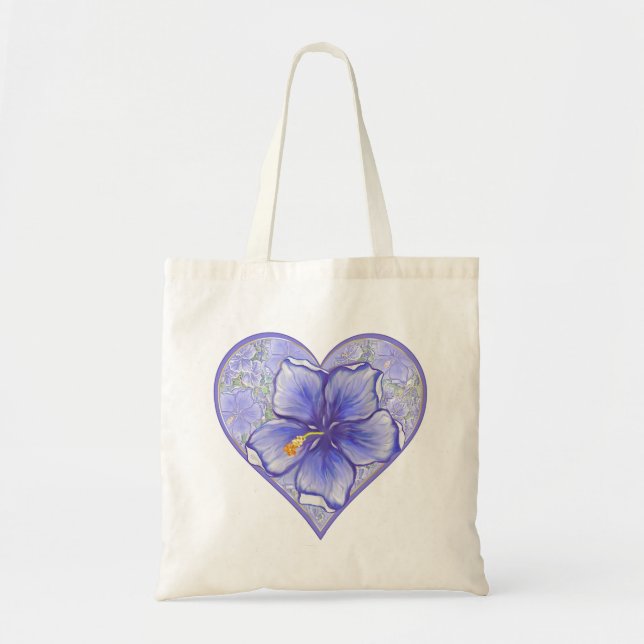 Hibiscus & lace BLUE Tote Bag (Front)
