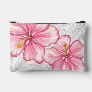 Hibiscus & lace PINK Accessory Pouch