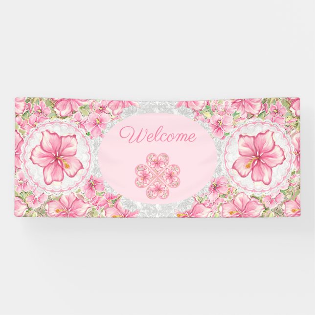 Hibiscus & lace PINK Banner (Horizontal)