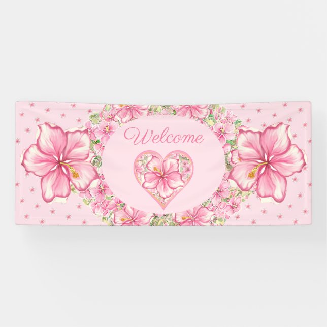 Hibiscus & lace PINK Banner (Horizontal)