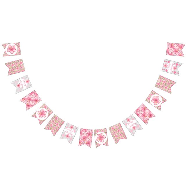 Hibiscus & lace PINK Bunting (All)