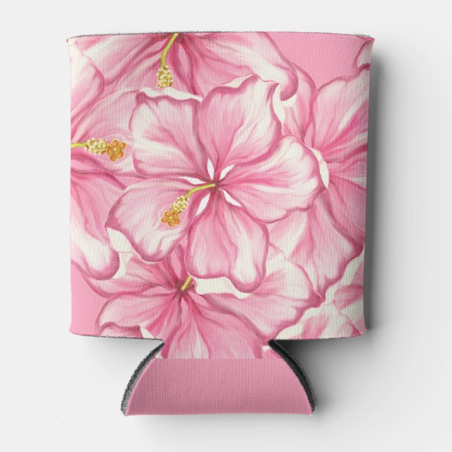 Hibiscus & lace PINK Can Cooler (Front)