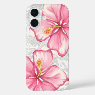 Hibiscus & lace PINK iPhone 16 Case