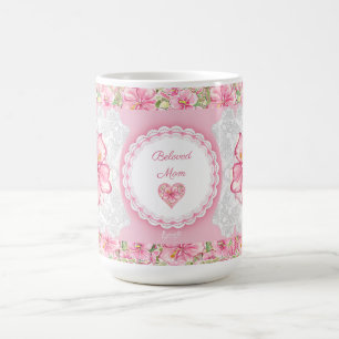 Hibiscus & lace PINK Coffee Mug