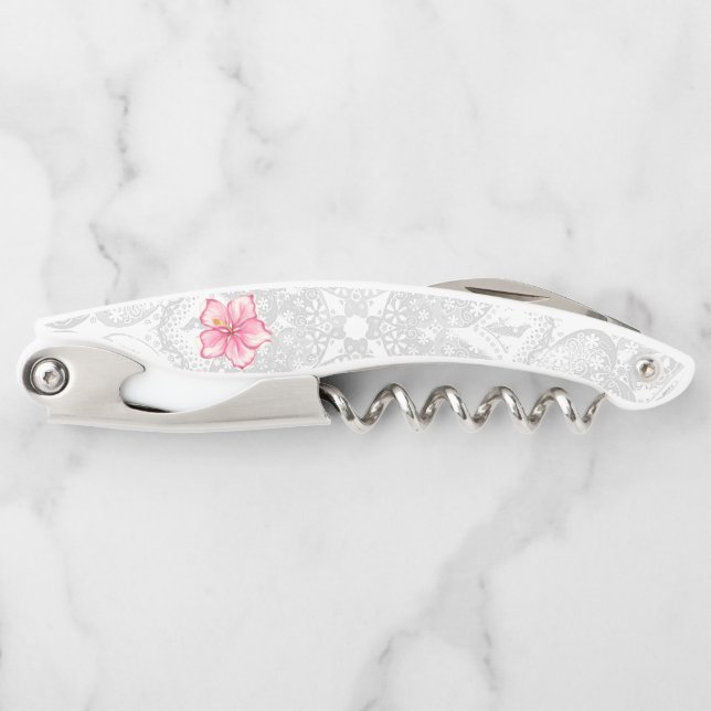 Hibiscus & lace PINK Corkscrew (Front)