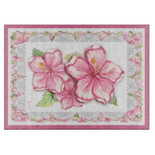Hibiscus & lace PINK Cutting Board