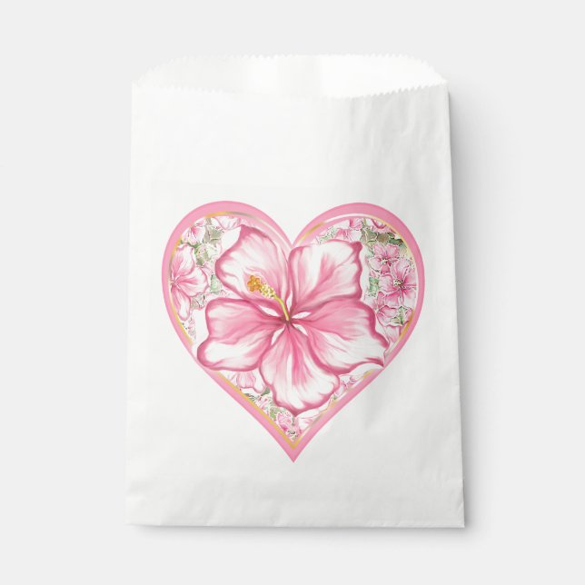 Hibiscus & lace PINK Favour Bags (Front)
