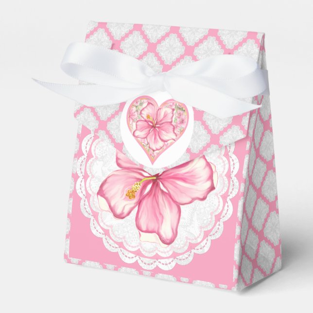 Hibiscus & lace PINK Favour Box (Front Side)