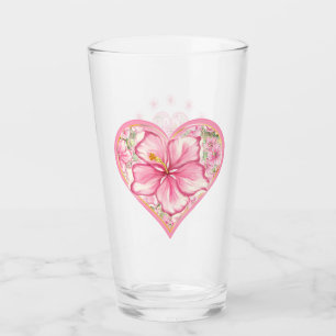 Hibiscus & lace PINK Glass