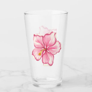 Hibiscus & lace PINK Glass