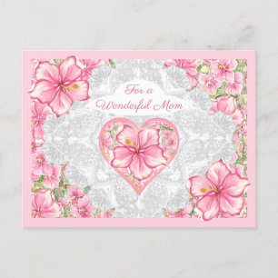 Hibiscus & lace PINK Holiday Postcard