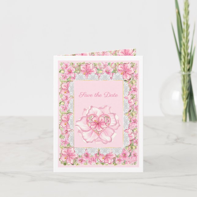 Hibiscus & lace PINK Invitation (Front)