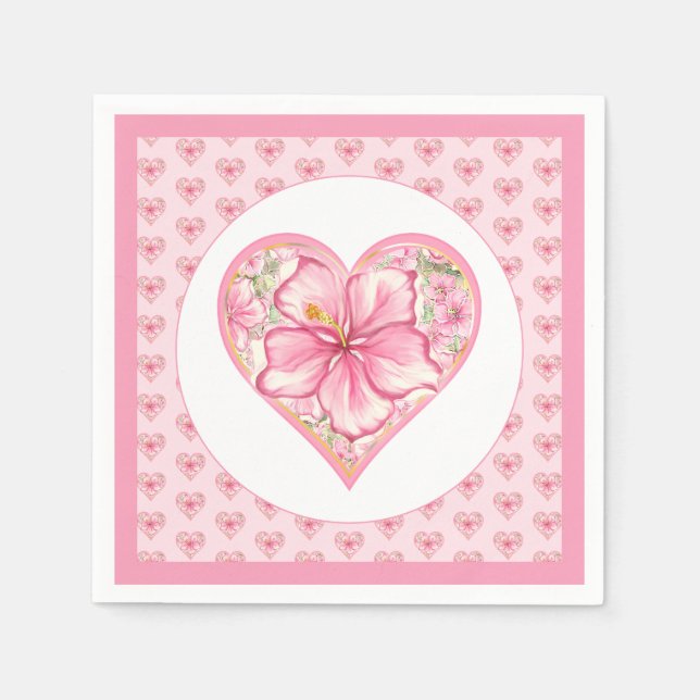 Hibiscus & lace PINK Napkin (Front)