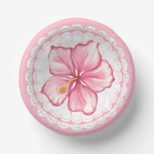 Hibiscus & lace PINK Paper Plate