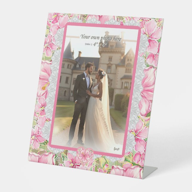 Hibiscus & lace PINK Pedestal Sign (Front)