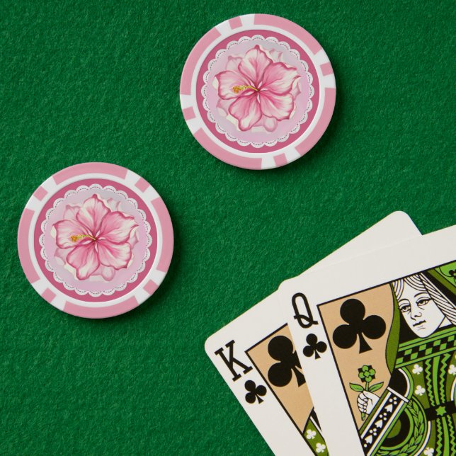 Hibiscus & lace PINK Poker Chips (Poker Table (Double))