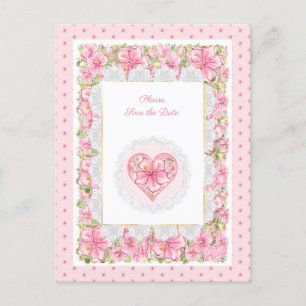 Hibiscus & lace PINK Postcard