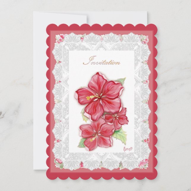 Hibiscus & lace RED (Front)