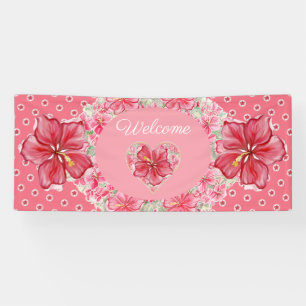 Hibiscus & lace RED Banner