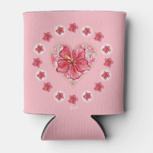 Hibiscus & lace RED Can Cooler