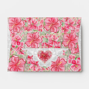 Hibiscus & lace RED Envelope