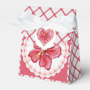 Hibiscus & lace RED Favour Box