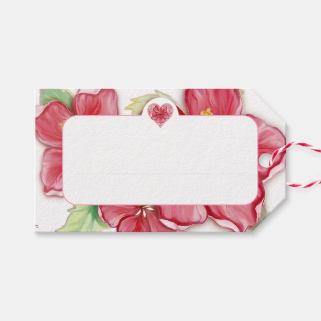 Hibiscus & lace RED Gift Tags (Front (Horizontal))