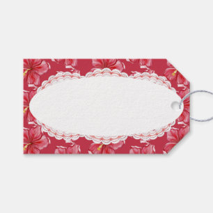Hibiscus & lace RED Gift Tags