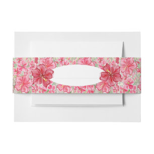 Hibiscus & lace RED Invitation Belly Band