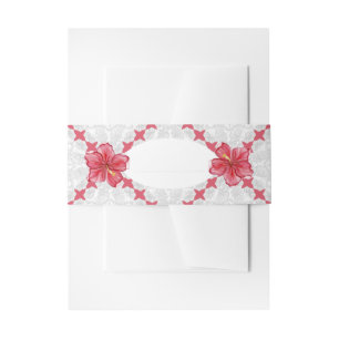 Hibiscus & lace RED Invitation Belly Band