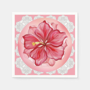 Hibiscus & lace RED Napkin